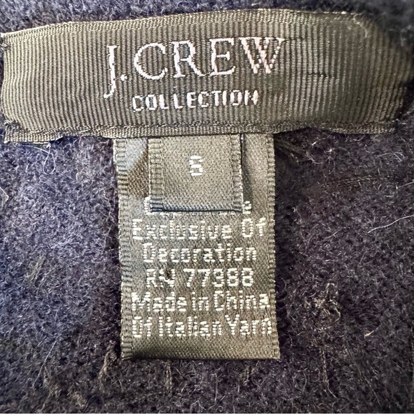 J.Crew Beaded Cashmere Holiday Sweater Top Navy Blue Size Small Y2K Italian Yarn - Picture 3 of 7